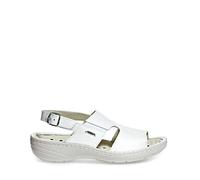 Abeba 6874 - Zapatos de Trabajo de Mujer (Piel, antiestático, Correa para el talón, previene la aparición de olores y bacterias, CE EN ISO 20347:2012 OB A, E SRB), Color Blanco Blanco Blanco Talla:43