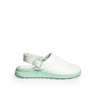 ABEBA - Calzado Unisex - Zuecos ACTIVE SRC - Material de Revestimiento: Tela - EU 42 - Blanco/Verde - Con Hebilla Ajustable - Diseño Elegante