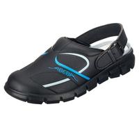 Abeba Zapato Profesional OB, A,E,FO SRC, con Microfibra A Color Negro con Correa Ajustable - Adecuado para Cocina - Conforme a HACCP - Negro/Azul, 47