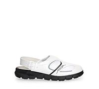 Abeba - Zapatos de Trabajo (Microfibra A con Insertos Textiles, con Buen Agarre, Correas Ajustables en el talón, Aptos para Cocina, OB, A,E,FO SRC, HACCP) Blanco Blanco/Negro Talla:43