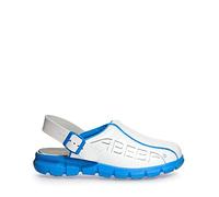 Abeba - Zapatos (Piel Lisa, con Correa de Ajuste, Plantilla Intercambiable), Color Blanco y Azul Claro, Blanco, 7312