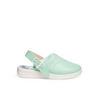 Abeba Zapatos profesionales de mujer The Original Clog Mint/White - cuero liso, plantilla de madera, OB, Src EUR 36
