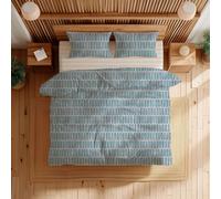 ABECE CASA Juego de Cama River, Diseño Étnico, 48% Algodón 52% Poliéster, Incluye Bajera, Encimera y Fundas de Almohada, para Camas 90-180cm, Estilo Natural y Contemporáneo (Azul, 90 cm)