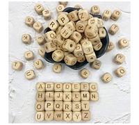 Abecedario De Madera 26 Letras 12mm 104pc Cuentas De Madera Sueltas Para Hacer Llaveros DIY Collar Pulsera