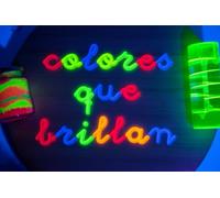 Abecedario Fluorescente en minúsculas enlazadas- 94 Letras - Letras neón Que Brillan con luz Negra - Material para luz Negra