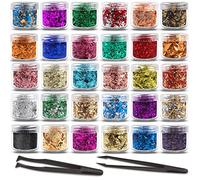 Abeewin Copos dorados para resina, 30 colores metálicos, copos dorados de colores para resina, arte de uñas, fabricación de joyas, moldes de velas y pintura