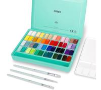 ABEIER HIMI - Juego de pinturas gouache, 48 colores de 12 ml cada uno, diseño único de tarros de gelatina con 3 pinceles de pintura y una paleta en una bolsa de transporte, perfecto para artistas