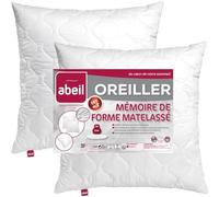 Abeil - Juego de 2 Almohadas de Memoria de Forma Acolchada 60 x 60 cm, poliéster, Blanco, 60 x 60 cm