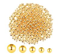 Abeillo 1 cuentas espaciadoras redondas lisas de oro brillante, cuentas espaciadoras redondas de varios tamaños, cuentas sueltas de latón resistentes al deslustre, para manualidades, pulseras, fabrica