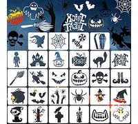Abeillo 28 unids Halloween calabaza plantillas para pintura en madera, plantillas de plástico pulverización plantilla para bricolaje tarjeta artesanía papel tela arte dibujo ventana