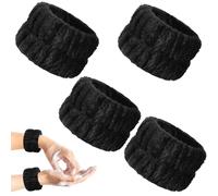 Abeillo 4 pulseras de microfibra para spa para lavar la cara, pulseras de coral absorbentes para lavar, toallitas para lavar la cara y la ducha (negro)