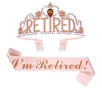 Abeillo Decoraciones de fiesta de jubilación: regalos de jubilación para mujeres, faja y corona jubilada "I'm Retired", suministros de fiesta de jubilación feliz para mujeres, regalos, recuerdos