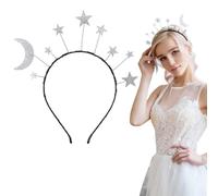 Abeillo Haarreif Sterne,Glitzer Sterne Mond Stirnbänder,Silber Glitzerstern und Mond Haarschmuck,Metall Glitzer Prinzessin Star Haarreif für Weihnachten,Karneval,Geburtstag Party