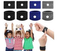 Abeillo Pulsera de acupresión, 4 pares de bandas marinas contra las náuseas para adultos y niños, para mareos, náuseas de viaje - negro, gris y azul