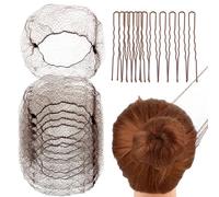 Abeillo Redes para moños, red de pelo de ballet, 20 redes invisibles de 50 cm y 40 horquillas en forma de U para mujeres, niñas, bailarinas de ballet, enfermeras (café)