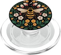 Abeja con Flores para Amantes de Las Abejas, Agricultores PopSockets PopGrip para MagSafe
