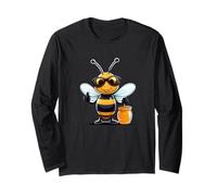 Abeja divertida con tarro de miel y gafas de sol Manga Larga