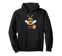 Abeja divertida con tarro de miel y gafas de sol Sudadera con Capucha