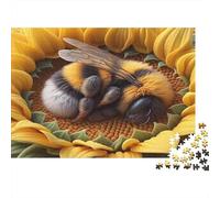 Abeja Dormiendo Girasol Cartón Resistente Rompecabezas Clásicos 1000 Pieza S Adultos Niños Difícil Imposible Decoración De Paredes Regalo 38x26cm/1000pcs