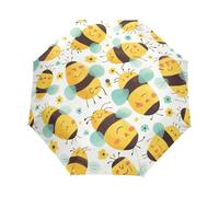 Abeja Gorda De Dibujos Animados Paraguas Plegable Automático Paraguas de Viaje Mujer Niño Niña Protección UV Resistencia Viento Impermeable