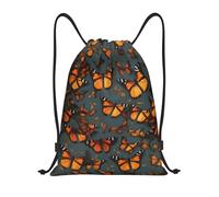 Abeja miel impresión bolsas con cordón mochila bolsa deporte gimnasio bolsa cordón bolsa compras cadena bolsa, Monarcas de mariposas monarcas naranjas, M