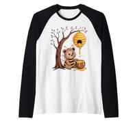 Abeja trabajadora, Oso, Colmena, Miel, árbol, Bosque Camiseta Manga Raglan