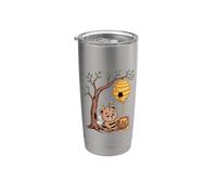 Abeja trabajadora, oso, colmena, miel, árbol, bosque Vaso térmico de acero inoxidable de doble pared