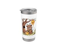 Abeja trabajadora, oso, colmena, miel, árbol, bosque Vaso térmico de acero inoxidable de doble pared