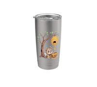 Abeja trabajadora, oso, colmena, miel, árbol, bosque Vaso térmico de acero inoxidable de doble pared