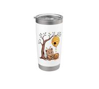 Abeja trabajadora, oso, colmena, miel, árbol, bosque Vaso térmico de acero inoxidable de doble pared