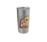 Abeja trabajadora, oso, colmena, miel, árbol, bosque Vaso térmico de acero inoxidable de doble pared