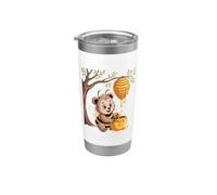 Abeja trabajadora, oso, colmena, miel, árbol, bosque Vaso térmico de acero inoxidable de doble pared
