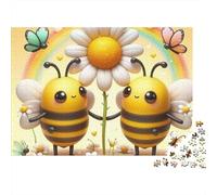Abejas Cartoon Flor Arcoíris Puzzle de 1000 Piezas Papel para Adultos Relajación Decoración Regalo 52x38cm/1000pcs