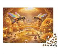Abejas Colmena Escena Fantasía Puzzle de 1000 Piezas Material Papel para Adultos Mundo Ensoñador Alivio Estrés Decoración Hogar Regalo 38x26cm/1000pcs