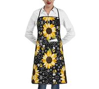 Abejas Girasol Delantal De Parrilla Unisex Delantal Con Tirantes Delantales Para Mujer Hornear Pasteles 52X72Cm