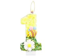 Abejas y Flores Velas de Cumpleaños Numeros 1, Abejas y Flores Tema Decoracion Tartas Cumpleaños 1 Años, Cake Topper Decoración para Niños Fiestas Temáticas