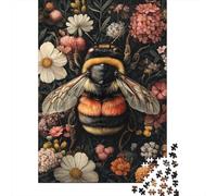 Abejorro Floral Puzzle de 1000 Piezas Juego de Puzzle para Adultos Papel Relajante Decoración Hogar Puzzle para Toda la Familia 70x50cm/1000pcs