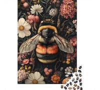 Abejorro Flores Silvestres Puzzle de 1000 Piezas Papel para Adultos Escena Floral Natural Juego de Puzzle 1000 Piezas Relajación Concentra Decoración Regalo 38x26cm/1000pcs