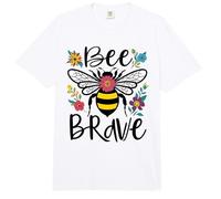 Abejorro Y Flores Silvestres Coloridas Abeja Valiente Motivacional Comfort Colors Adult Heavyweight T-Shirt