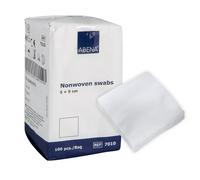 ABENA Apósitos no tejidos, 5 x 5 cm, 100 unidades, no estériles, sin pelusa y de 4 capas, ultrasuaves y no adhesivos, apósitos de succión y apósitos para heridas como apósitos para clínicas, hogar y