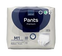 Abena Pantalones de incontinencia de alta calidad, con etiqueta ecológica, discretos, protectores, transpirables, cómodos, talla M 1, cintura de 80-110 cm, absorción de 1400 ml, 15 unidades