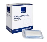 ABENA Compresa de succión 20x20cm, 25 unidades, blanco, estéril, altamente absorbente, almohadilla absorbente, sin látex, con respaldo repelente al agua