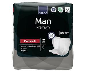 Abena Man Formula 0 - Almohadillas de incontinencia para hombre, con etiqueta ecológica, protección extra, transpirables y cómodas con rápida absorción, discretas - 250 ml de absorción, 14 unidades