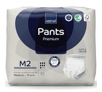 Abena Pantalones de incontinencia de alta calidad, con etiqueta ecológica, discretos, protectores, transpirables, cómodos, talla M 2, cintura de 80-110 cm, absorción de 1900 ml, 15 unidades