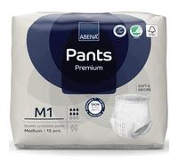 Abena Pantalones de incontinencia de alta calidad, con etiqueta ecológica, discretos, protectores, transpirables, cómodos, talla M 1, cintura de 80-110 cm, absorción de 1400 ml, 15 unidades