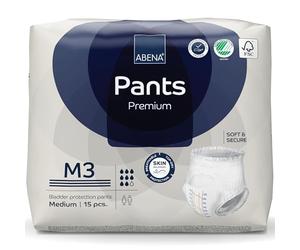 Abena Pantalones de incontinencia de alta calidad, con etiqueta ecológica, discretos, protectores, transpirables, cómodos, talla M 3, cintura de 80-110 cm, absorción de 2400 ml, 15 unidades