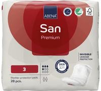 Abena San 3 - Almohadillas de incontinencia para mujeres y hombres, absorción de 500 ml, paquete de 28 unidades, productos de incontinencia de rápida absorción, almohadillas de incontinencia discretas