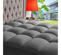 ABENE Cubrecolchón King para aliviar el dolor de espalda, extra grueso, funda protectora de colchón suave con bolsillo profundo de 8 a 21 pulgadas, relleno alternativo de plumón sobrellenado (gris,