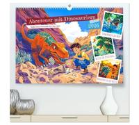 Abenteuer mit Dinosauriern - Tolle Dino-Freunde für das Jahr (hochwertiger Premium Wandkalender 2026 DIN A2 quer), Kunstdruck in Hochglanz: ... mit den riesen Urzeittieren für jeden Monat