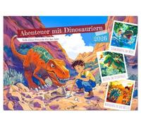 Abenteuer mit Dinosauriern - Tolle Dino-Freunde für das Jahr (Tischkalender 2026 DIN A5 quer), CALVENDO Monatskalender: Faszinierender Spaß mit den riesen Urzeittieren für jeden Monat